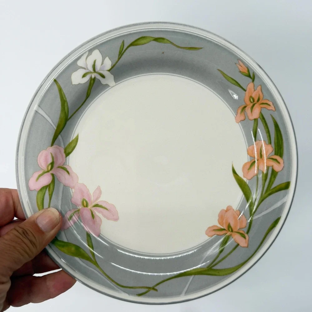 Sango Cherish 378 Salad Plates Set Of 6 Korea Vintage 1980s Pink Peach Iris